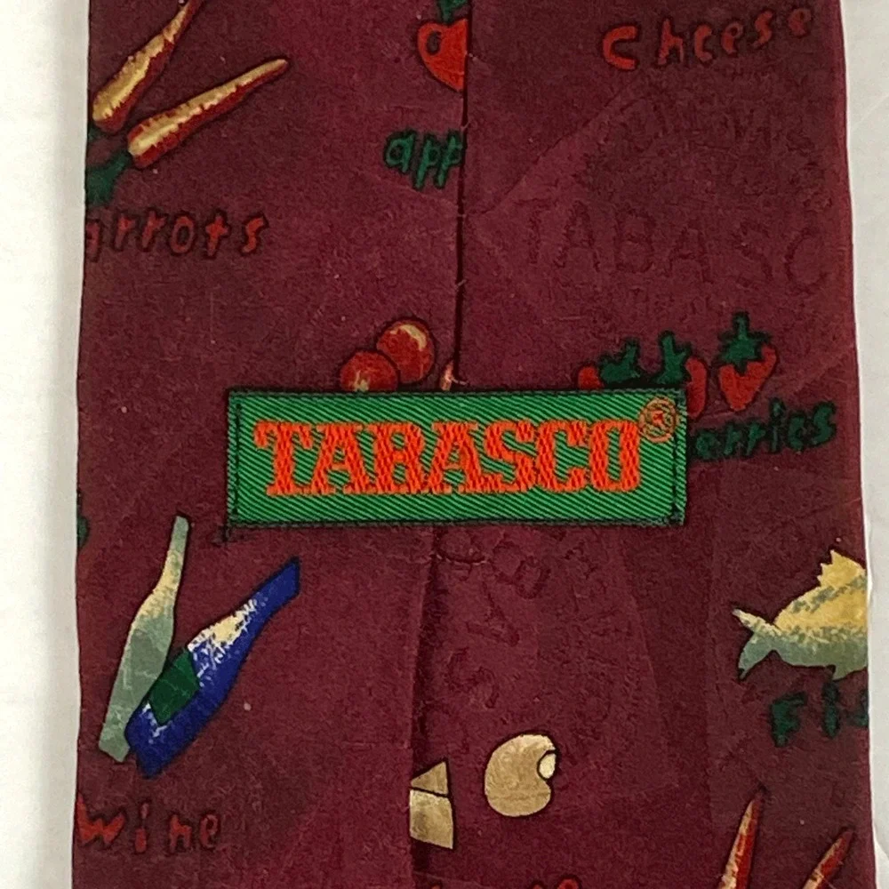 Tabasco Mens Chefs Kitchen Fish Neck Tie Licensed Peppers Wine Food Silk Necktie